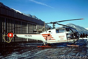 Lodrino/TI, novembre 2000 - L'SE 3160 Alouette III HB-XQN in servizio con la Heli-TV (M. Bazzani)