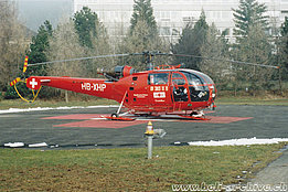 Altdorf/UR, gennaio 1992 - L'SA 319B Alouette 3 HB-XHP in servizio con la Rega (K. Albisser)