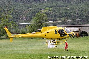 Biasca/TI, August 2013 - The AS 350B3 Ecureuil I-RVAL in service with Heli TV (M. Ceresa)