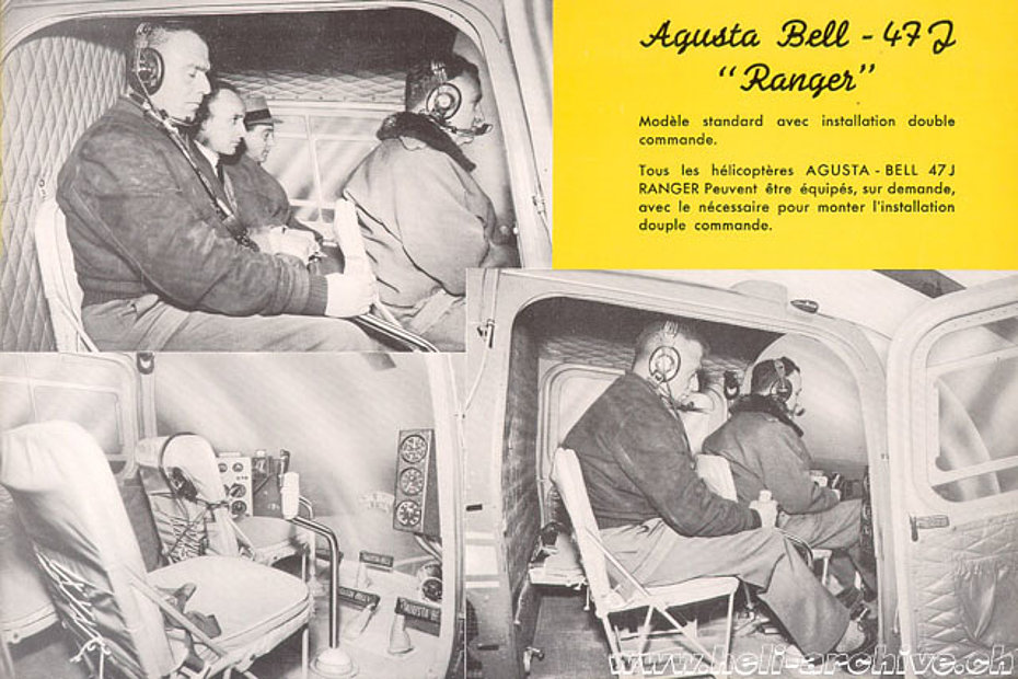 The picture from an old brochure shows the dual controls kit installed in an Agusta-Bell 47J Ranger (HAB)