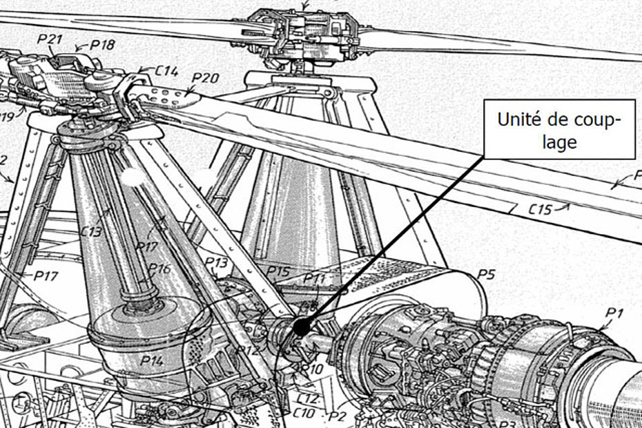 The drawing shows the location of the clutch assembly on the K-MAX (SISI)