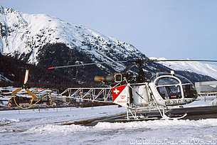 Samedan/GR, March 1981 - The SA 315B Lama HB-XLC in service with Heliswiss (F. Wegmann)