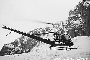 January 1955 - The Hiller UH-12B HB-XAH in service with Air Import (HAB)