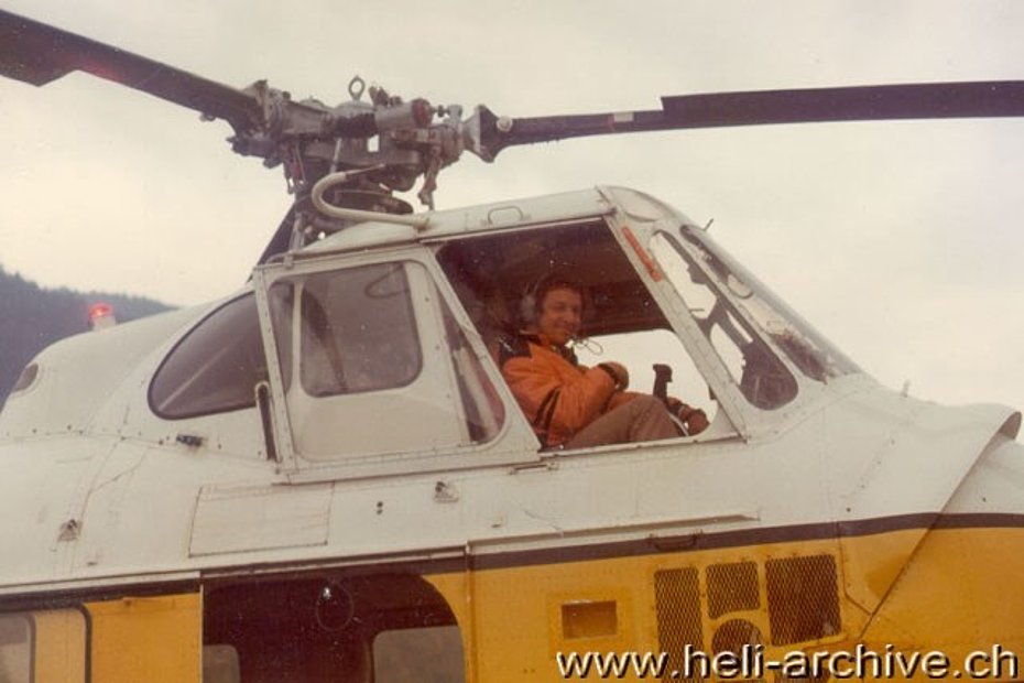 1975 - At the controls of the Sikorsky S-55T HB-XDS in service with Heliswiss