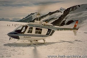 Lauberhorn race/BE 1994 - The Bell 206B Jet Ranger III HB-XUT in service with Air Jungfrau (A. Litzler)