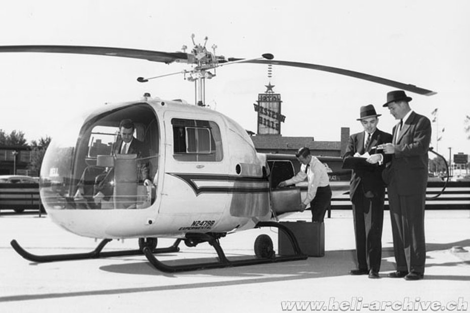 The Bell 47J Ranger N2479B (here still with the writing "experimental" under the registration) was extensively used by Bell as demonstrator (Bell Helicopter - Paul D. Faltyn)