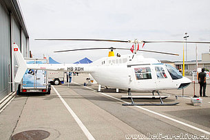 Grenchen/SO, May 2015 - The Bell 206B Jet Ranger II HB-XDH in service with Firma Rotorair (O. Colombi)