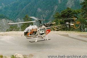 Schallberg/VS, giugno 1989 - L'SA 315B Lama HB-XTU in servizio con la Air Glaciers (B. Pollinger)