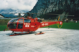 Erstfeld/UR, 1990s - The SA 319B Alouette 3 HB-XNS in service with Rega (K. Albisser)