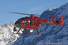 Lauberhorn/BE, gennaio 2009 - L'MDD600 Notar HB-ZGU in servizio con la Fuchs Helikopter (N. Däpp)