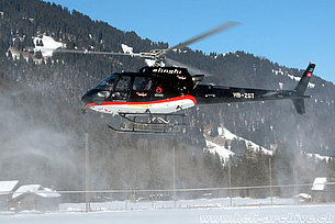 Gstaad/BE, January 2009 - The AS 350B3 Ecureuil HB-ZGT in service with Tarmac Aviation SA (K. Albisser)