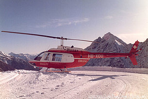 Alpi svizzere, gennaio 1987 - Il Bell 206A/B Jet Ranger II HB-XOU in servizio con la Eliticino (fam. Schafrath)