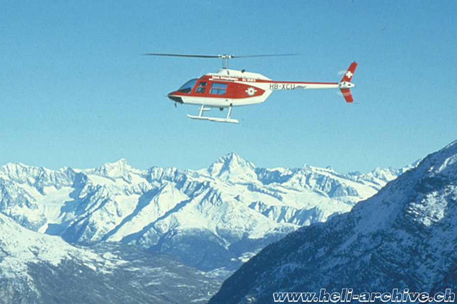 The Agusta-Bell 206A Jet Ranger HB-XCU was SARG's first turbine helicopter (HAB)