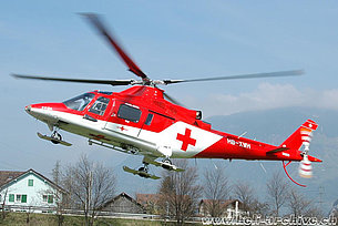 Erstfeld/UR, April 2007 - The Agusta A109K2 HB-XWH in service with Rega (K. Albisser)