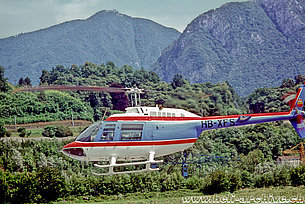 Agno/TI, luglio 1979 - L'Agusta-Bell 206B Jet Ranger II HB-XFS in servizio con la Eurotecnic Establishment (B. Acklin)