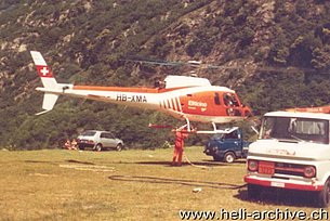 Biasca/TI, July 1984 - The AS 350B Ecureuil HB-XMA in service with Eliticino (G. Scolari)