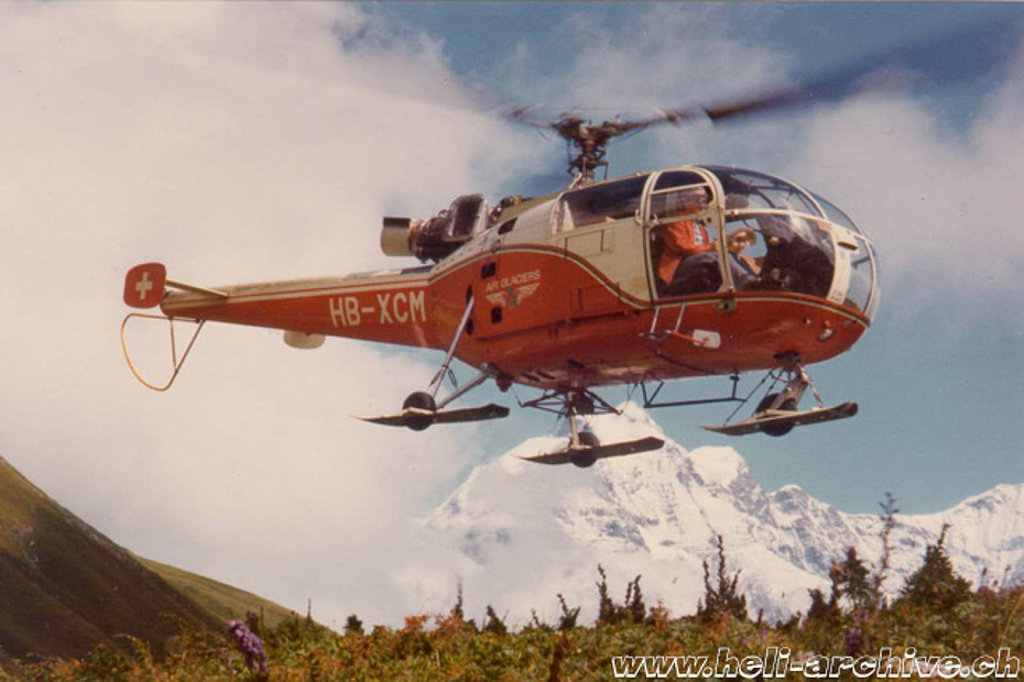 Ai comandi dell'SE 3160 Alouette III HB-XCM della Air Glaciers (foto A. Litzler)