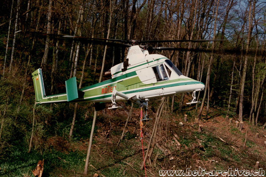 April 1997 - The Kaman K-1200 K-Max HB-XQA was Rotex Helikopter's first helicopter (M. Mau)