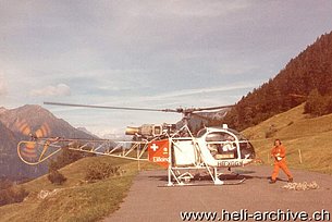 Campello/TI, settembre 1981 - L'SA 315B Lama HB-XGG in servizio con la Eliticino (HAB)