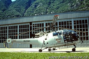 Lodrino/TI, June 2000 - The SE 3160 Alouette III HB-XQN in service with Heli TV (M. Bazzani)