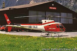 Mollis/GL, estate 1984 - L'AS 350B Ecureuil HB-XLZ in servizio con la Linth Helikopter (HAB)