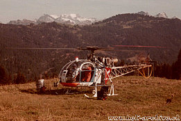 Vallese/VS, ottobre 1977 - L'SA 315B Lama HB-XFE in servizio con la Heliswiss (JM Jolivet)