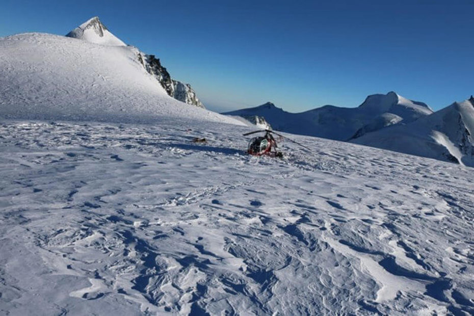 L'SA 315B Lama HB-XII della Air Zermatt ha riportato gravi danni (KAPO Wallis)