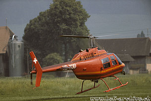 Belp/BE, April 1987 - The Agusta-Bell 206B Jet Ranger HB-XOD in service with Mountain Flyers 80 Ltd (HAB)