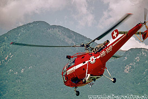 Locarno airport/TI, summer 1979 - The SA 319 Alouette III HB-XHP in service with the Swiss Air Rescue Guard (B. Acklin)