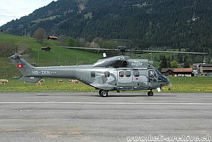 Zweisimmen/BE, May 2015 - The AS 3321C1 Super Puma HB-ZKN in service with Heli-TV (K. Albisser)