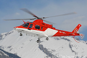Swiss Alps, March 2009 - The Agusta A109K2 HB-XWC in service with Rega (N. Däpp)