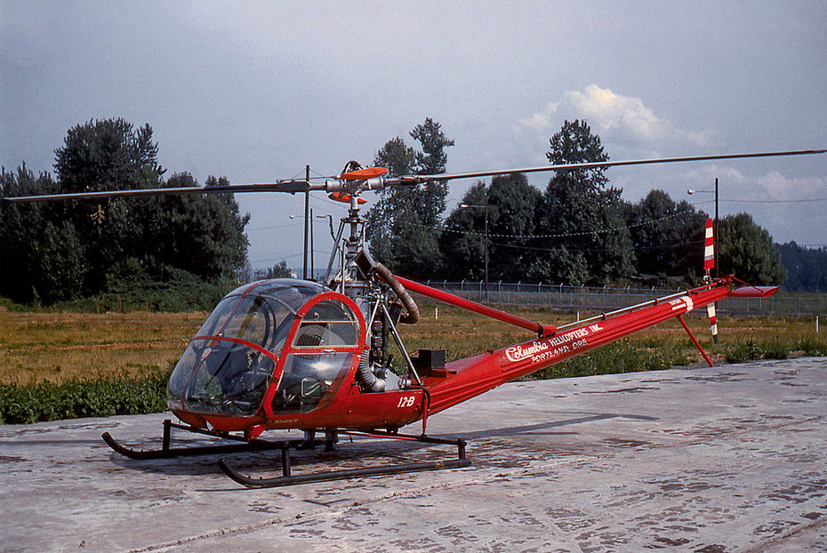 Tra i tanti operatori civili americani ad impiegare l'Hiller UH-12B anche la Columbia Helicopters Inc. fondata nel 1957 da Wes Lematta (archivio J. Evans)