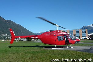 Locarno airport/TI, October 2013 - The Bell 206A/B Jet Ranger II HB-ZAL in service with Karen SA (M. Bazzani)