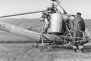1953 - The Hiller UH-12A HB-XAB of Air Import equipped with the spray kit (HAB)