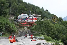 Mosogno/TI, August 2013 - The SA 315B Lama HB-ZMV in service with Heli TV (D. Cadei)