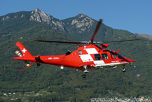 Locarno airport/TI, September 2010 - The Agusta-Westland 109SP Da Vinci HB-ZRU is next to land (M. Bazzani)