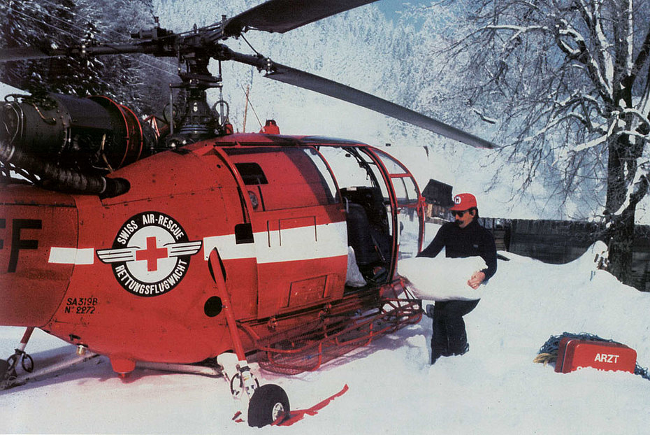 Supply mission on behalf of the Swiss Air Rescue Guard with the SA 319B Alouette 3 HB-XFF (M. Burkhard)