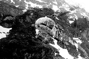 Swiss alps, early 1970s - The SA 315B Lama HB-XEN in service with Heliswiss (HAB)