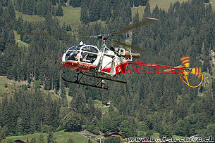 Saanen/BE, agosto 2009 - L'SA 315B Lama HB-XEO in servizio con la Air Glaciers (K. Albisser)