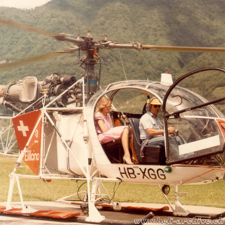 At the controls of the SA 315B Lama HB-XGG in service with Eliticino (HAB) 