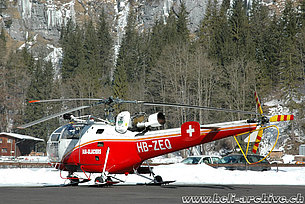 Lauterbrunnen/BE, February 2010 - The SE 3160 Alouette III HB-ZEQ in service with Air Glaciers (M. Bazzani)