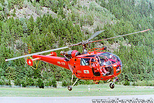 Ambrì/TI, 1990s - The SA 319B Alouette 3 HB-XOI in service with Rega (B. Acklin)