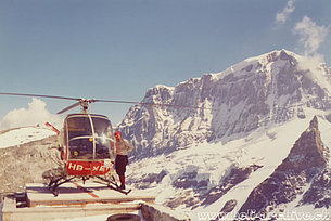 Glarus Alps, 1970s - The Hughes 269C HB-XEH in service with Linth Helikopter (family Kolesnik)