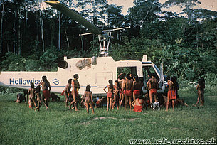Suriname, early 1970s - The Agusta-Bell 204B HB-XBO in service with Heliswiss (HAB)
