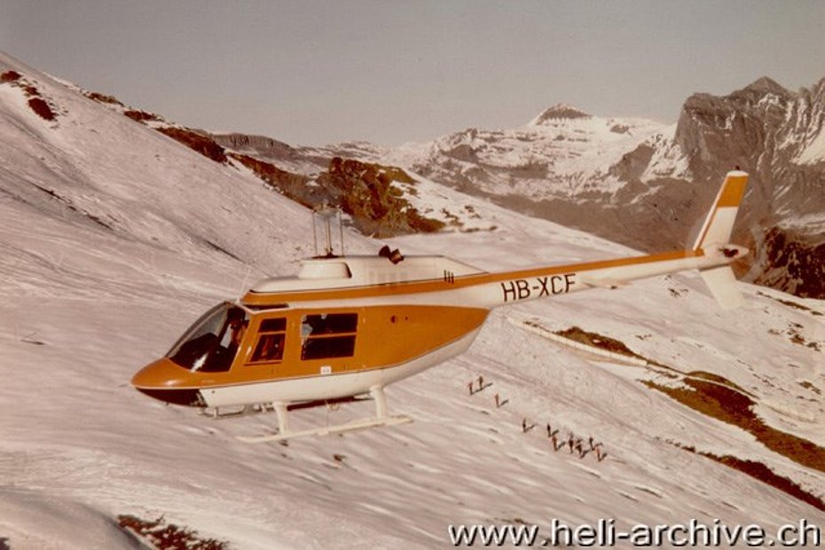 The HB-XCF photographed in 1969 with its new paint scheme as it appears in the sixth spy film of the James Bond series On Her Majesty's Secret Service (HAB)