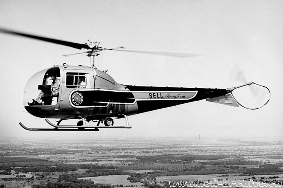 The Bell 47J Ranger N2464B was used in autumn 1956 for the tour in Central and South America (Bell Helicopter)