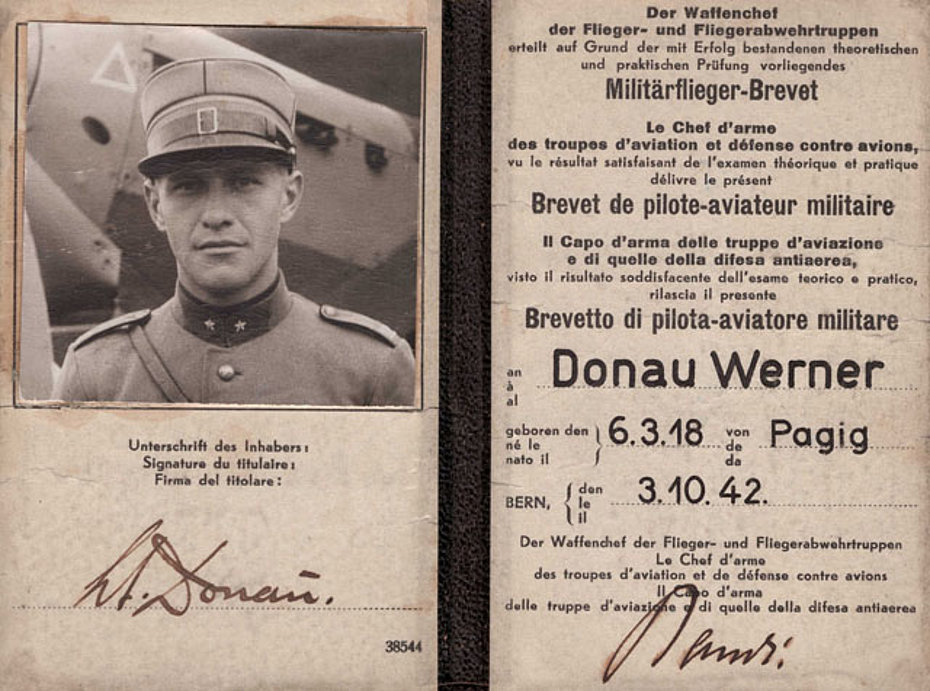 The licence as military pilot issued on October 3, 1942 to Werner Donau (family Donau)