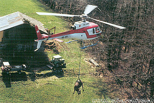 Swiss Alps, late 1980s - The AS 350B1 Ecureuil HB-XPI in service with Heli-Linth AG (HAB)