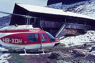 Swiss alps, early '70s - The Bell 206A/B Jet Ranger II HB-XDH in service with Heliswiss (HAB)