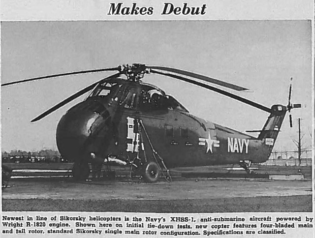 The first public picture of the Sikorsky XHSS-1 appeared on the April 21, 1954 edition of the monthly magazine "Sikorsky News"  (Sikorsky Archives)